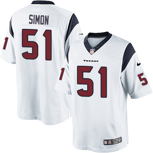 Men's Limited John Simon Nike Jersey White Road - #51 NFL Houston Texans